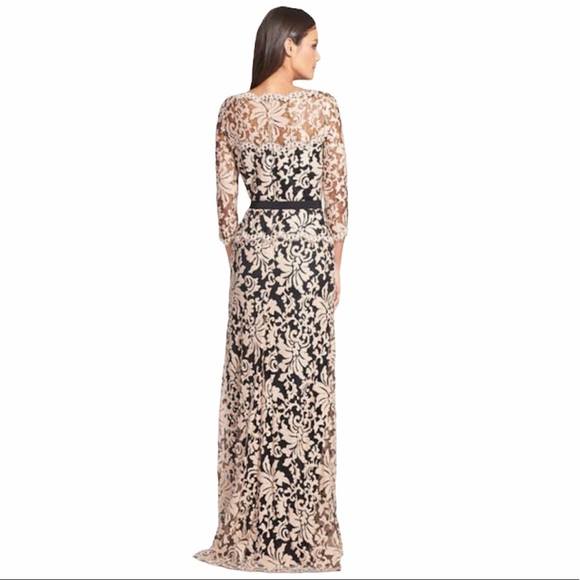 Tadashi Shoji Belted Embroidered Lace Gown - Picture 2 of 16